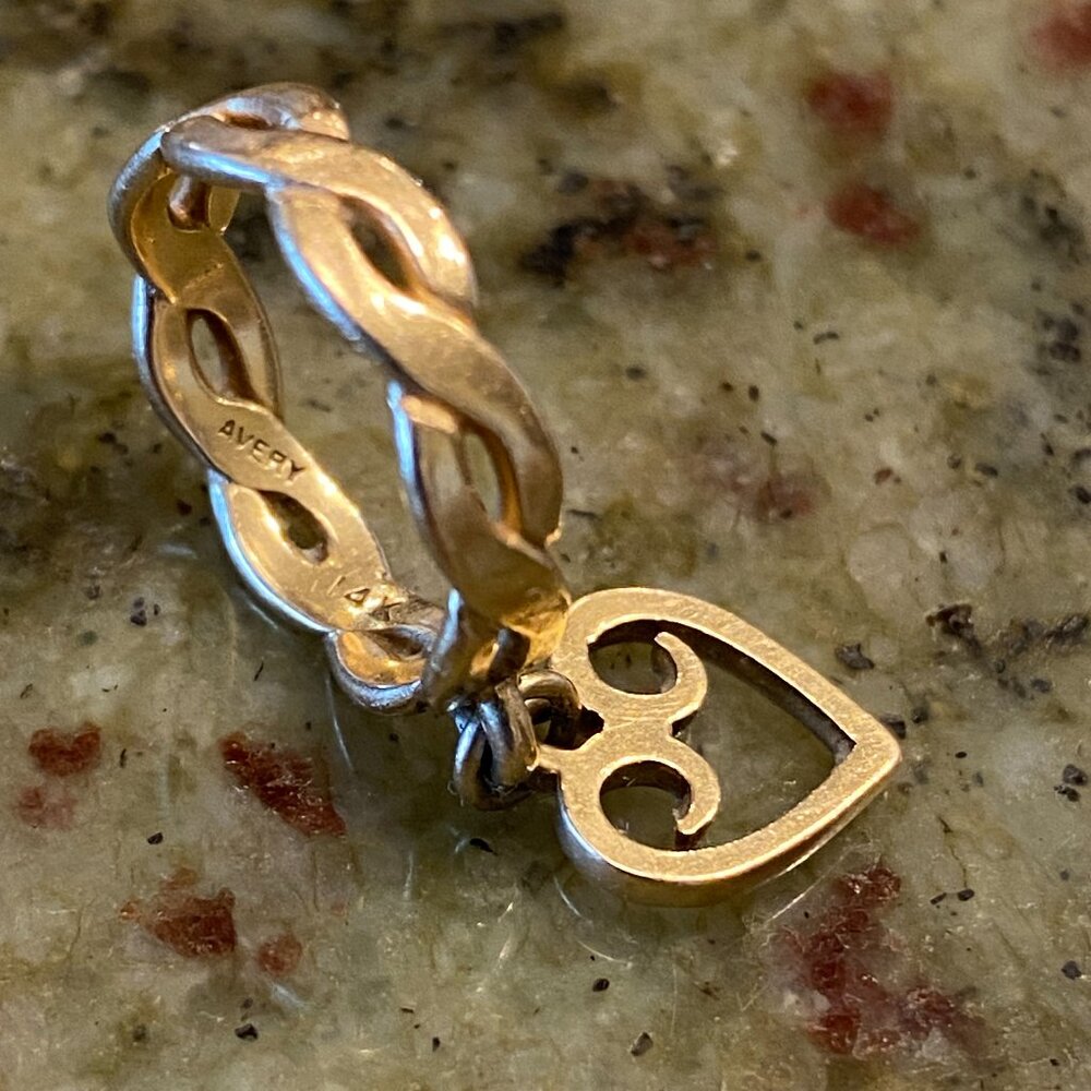 James Avery 14K Gold Dangle Heart Pinkie Ring